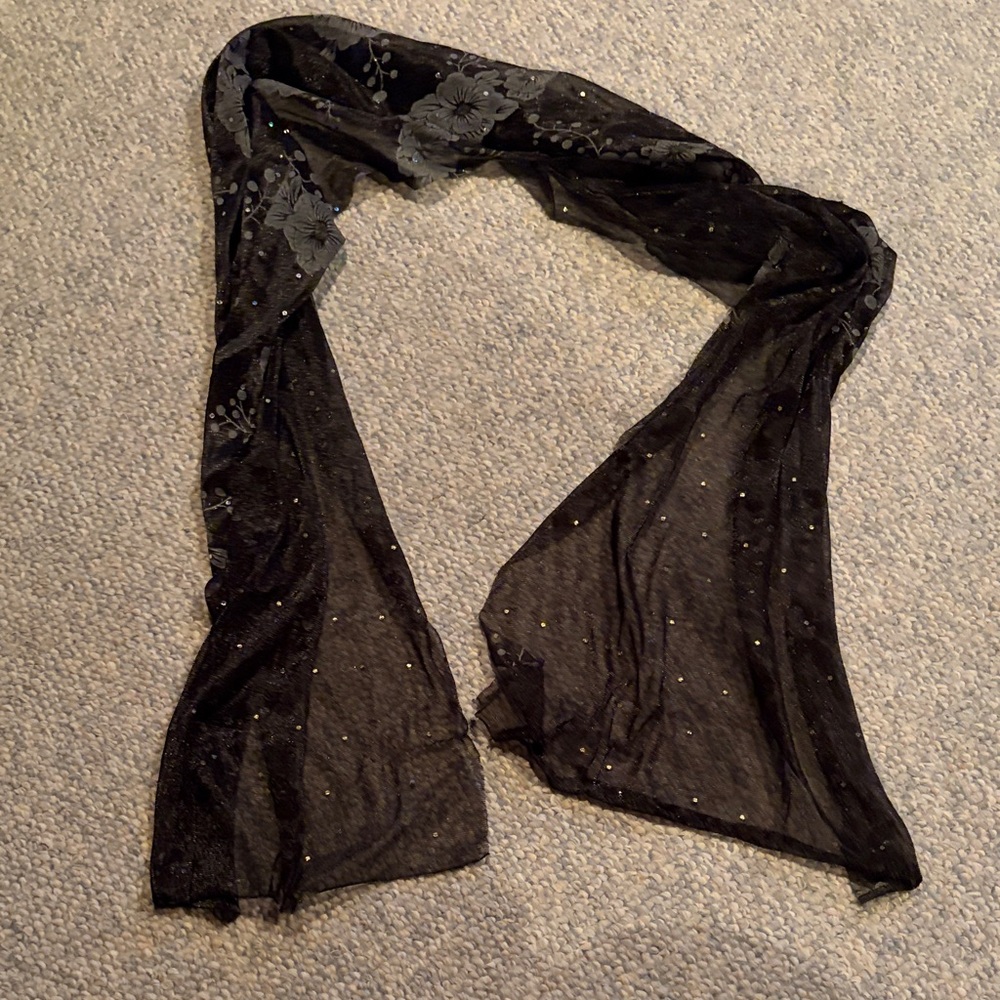Elegant Black Floral Women's Scarf